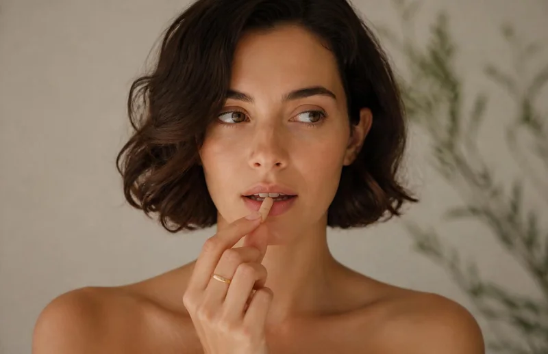 Giovane donna durante la sua routine quotidiana di benessere