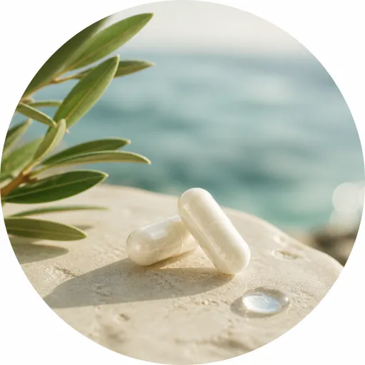 Capsule vegetali del Collagene Marino con un tocco di acqua marina